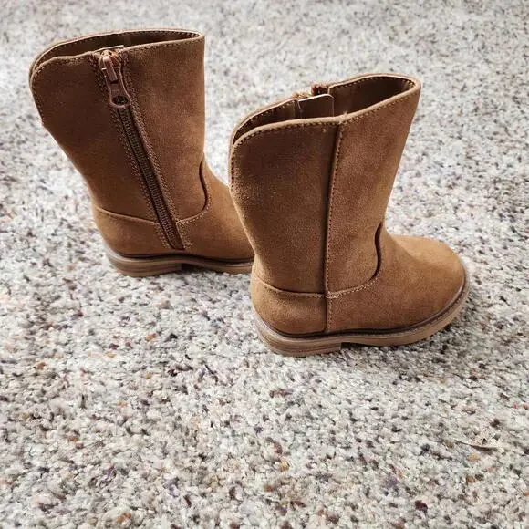 Cat & Jack Microsuede Fashion Toddler Girl's Size 5 Boots - Brown With Faux Fur - Picture 5 of 9